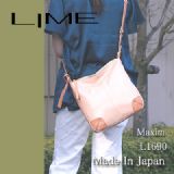ライム☆シンプル旅行用革ショルダーバッグ(レザーバッグ)★マキシムL1690ベージュ