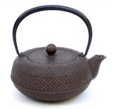岩铸工房 铁瓶小茶壶 5型格子アラレ（金/こげ茶）0.55L 12262