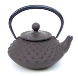 岩铸工房 铁瓶小茶壶 3型平アラレ（こげ茶）0.35L 12241