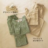 日本直送方格花纹款柔软舒适纱洗棉睡衣[パジャマ]