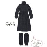 日本直送高领连衣裙&小腿袜小圆点图案居家服套装[ワンピース＆レッグウォーマー]