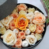 日本直送圆盒装淡黄色蔷薇干花[フロールジュエリー　イエロー]