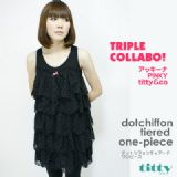★日本名模×PINKY×titty&co★可爱圆点小礼服[★アッキーナ×PINKY×titty&coトリプルコラボ!!★ ドットシフォ