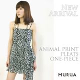 10ssNew!!新作入荷 アニマル柄プリーツワンピースMURUA（ムルーア）
