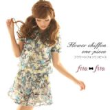 予約販売★1月中旬頃お届け★フラワーシフォンワンピース【fita fita】フィッタ フィッタ