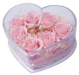 粉玫瑰心形盒宝鲜花（保鲜花）